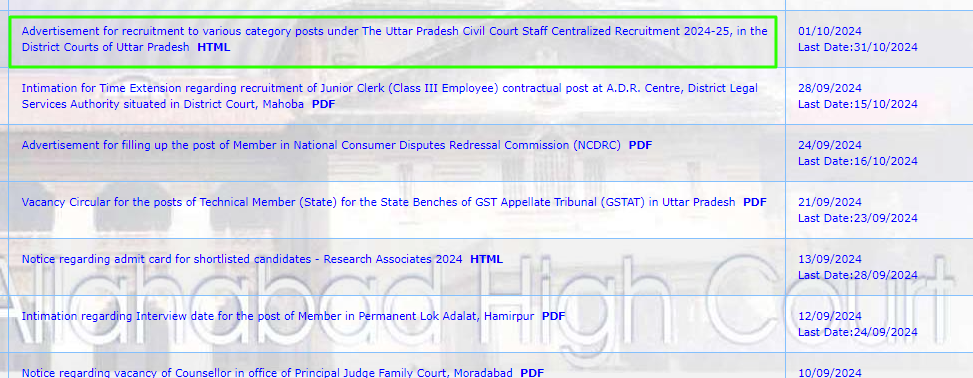 Allahabad High Court Group C & D Recruitment Name