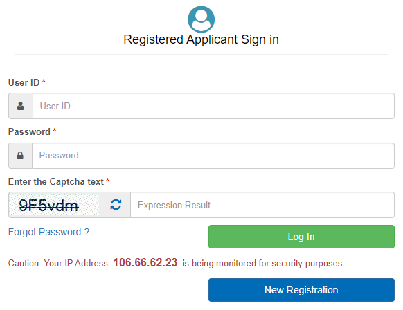 HP Police Constable Recruitment Login Page