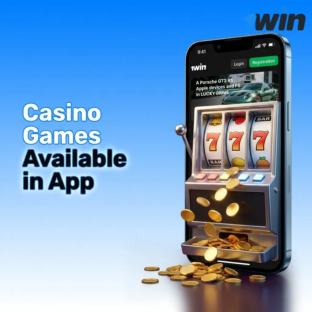 1win casino app showing slots, table games, and live dealer options including Aviator, Blackjack, and Roulette
