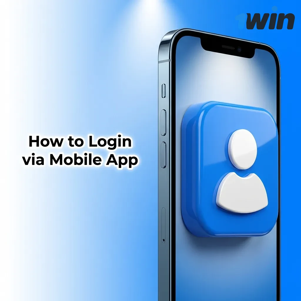 Mobile app login screen showing steps to enter credentials and sign in to 1win account