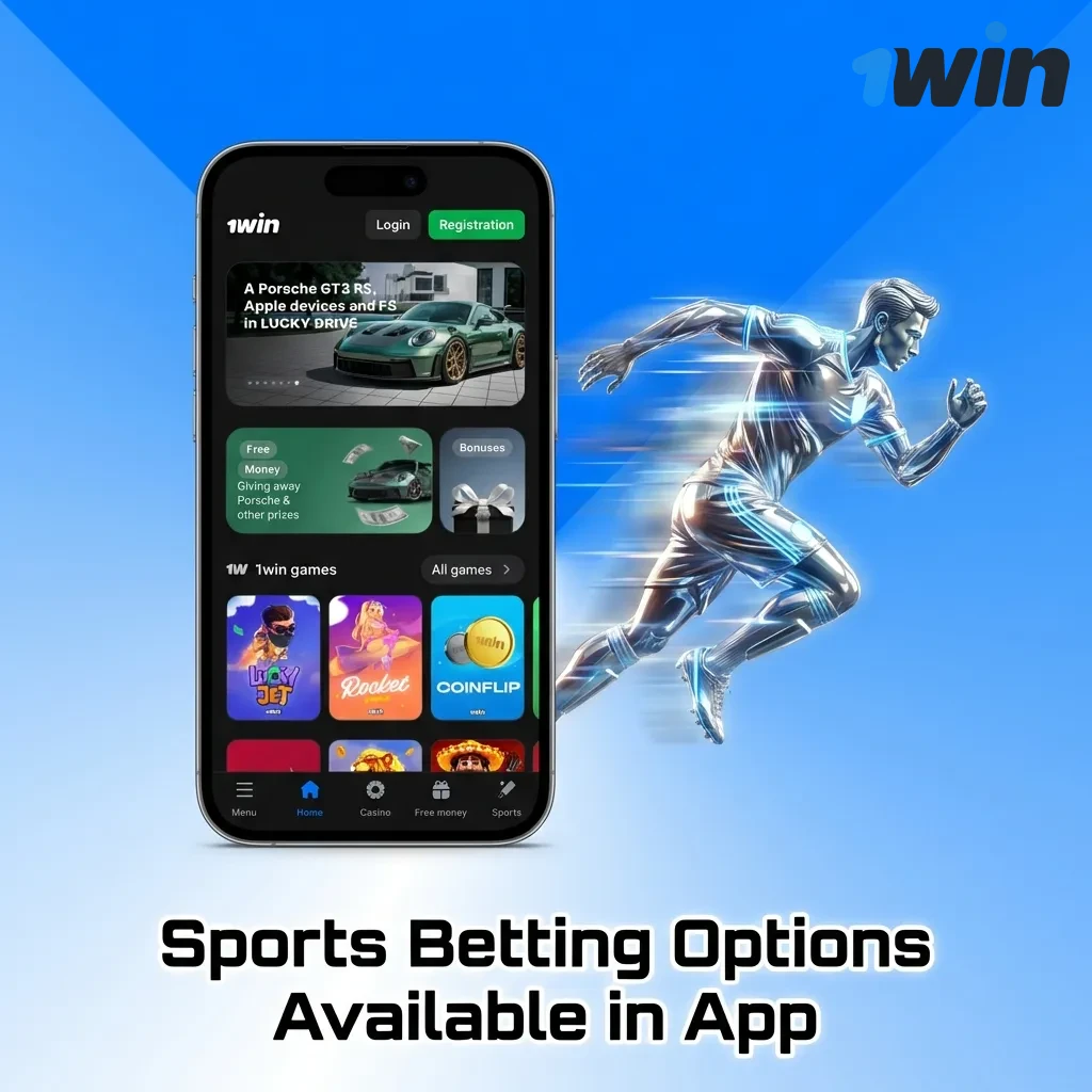 Sports betting app interface showing multiple sports options including cricket, football, tennis, and esports markets