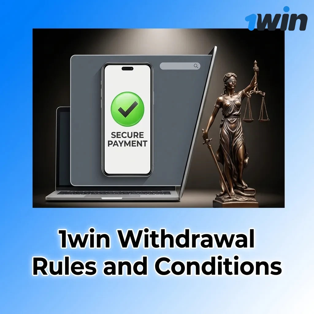 1win withdrawal rules page showing verification requirements and payout conditions for online betting platform