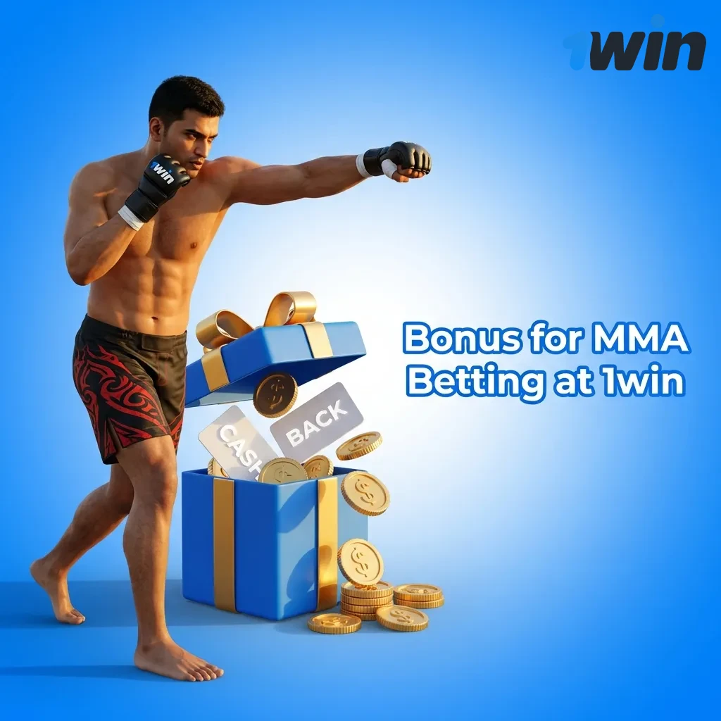 1win MMA betting bonus offer showing 500% match up to ₹80,000 for new users on sports wagering platform