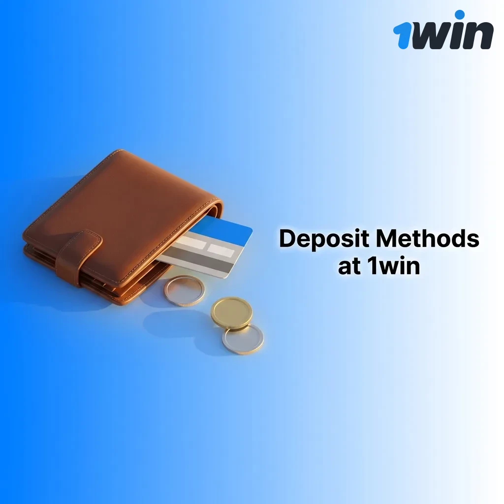 Multiple payment options displayed for depositing funds at 1win including UPI, Paytm, bank cards, and e-wallets
