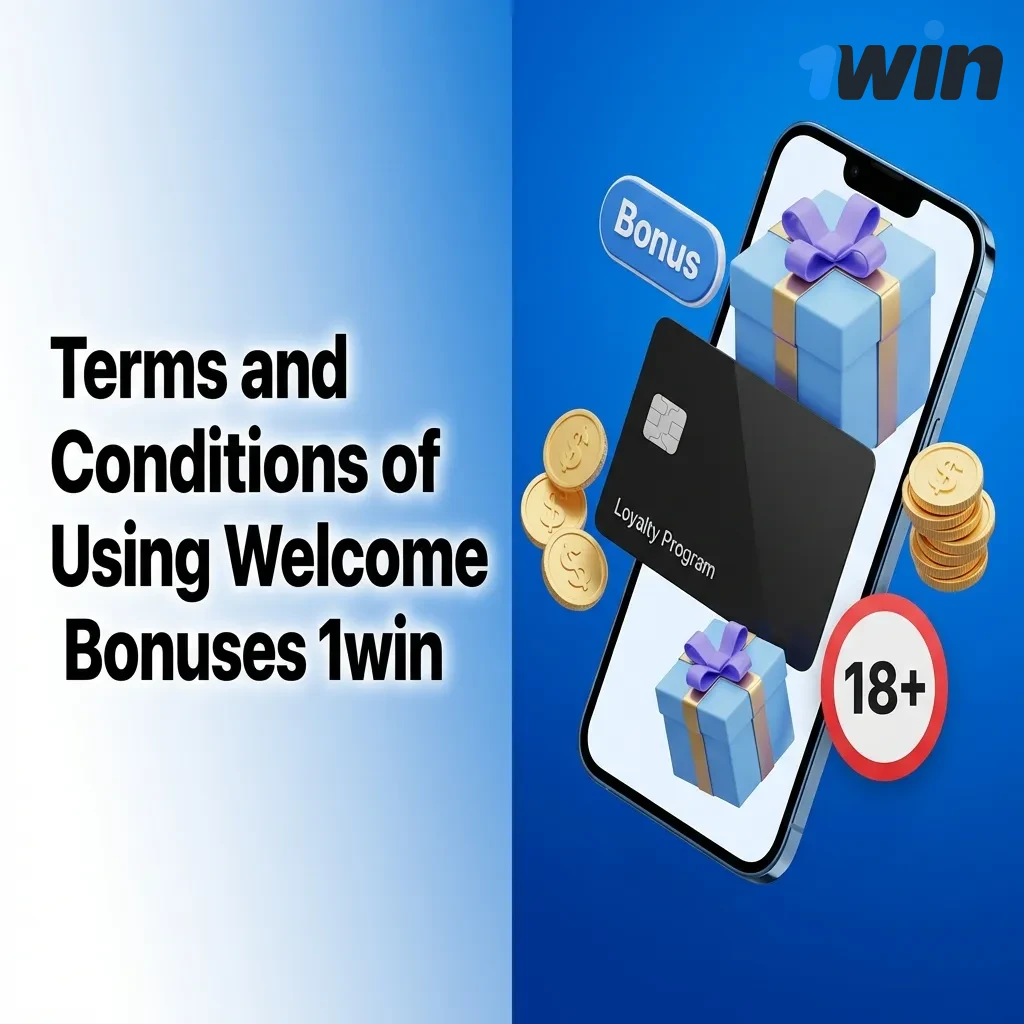 Terms and conditions list for 1win welcome bonus showing eligibility rules, wagering requirements, and deposit limits