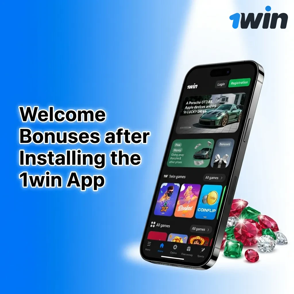 1win mobile app welcome bonus structure showing progressive deposit bonuses from 130% to 170% for new players