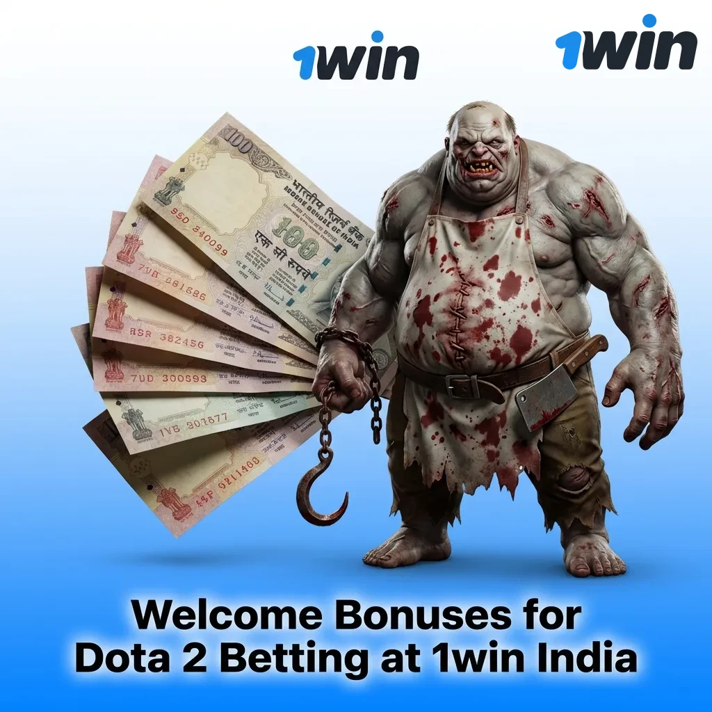 1win India welcome bonus structure showing progressive deposit bonuses from 130% to 170% for Dota 2 betting